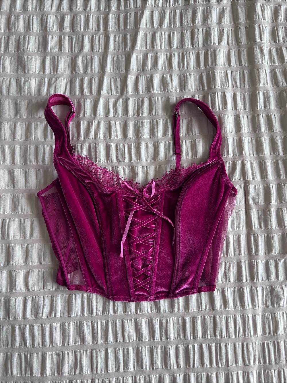 Victoria's Secret Magenta Velvet Corset Top (M)